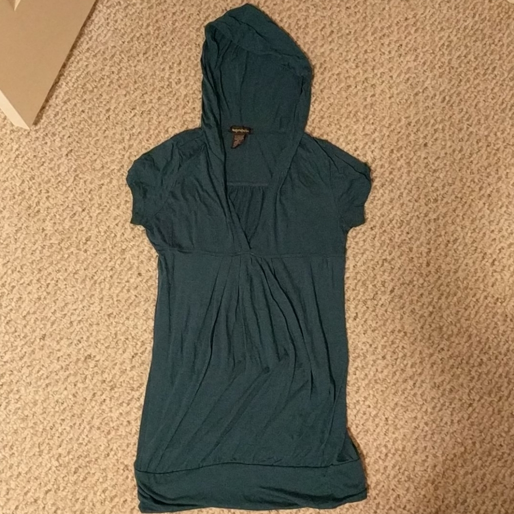 Blue green maternity short sleeve cotton v neck
